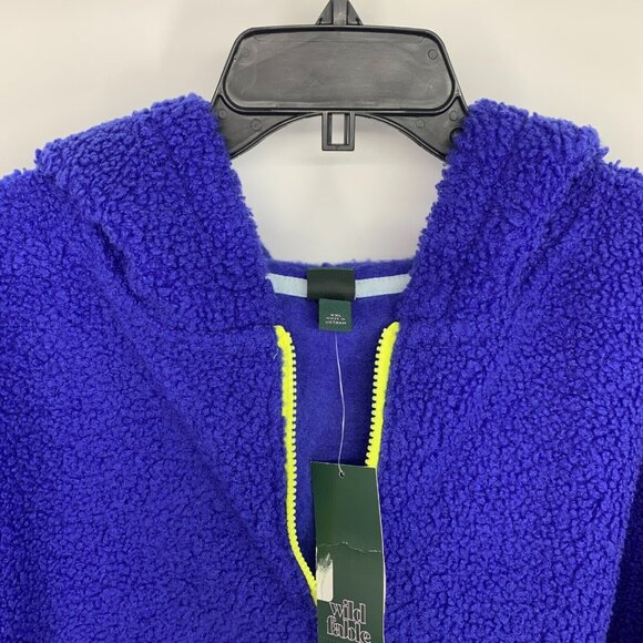 Wild Fable Jacket Blue Half Zip Faux Sherpa Anorak Hooded NWT - Picture 4 of 9